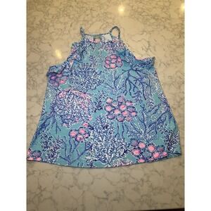 Lilly Pulitzer Billie Tank Top Small Blue Ibiza Now You Sea Me Resort Wear NWOT